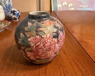 Japanese Satsuma Style Vase with Peony Motif