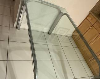 Mid-Century Modern Chrome and Glass Dining Table with Curved Legs
