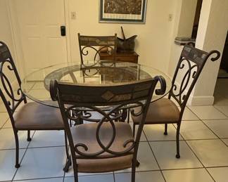Signature Design by Ashley Glambrey Wrought Iron and Glass Dining Set