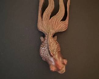Hand Carved Wooden Koi Fish Figurine