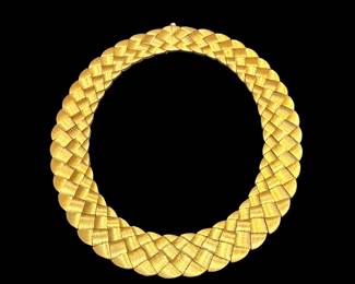 Henry Dunay (1980-1989) 18k Yellow Gold Woven Necklace Sabi Finish 