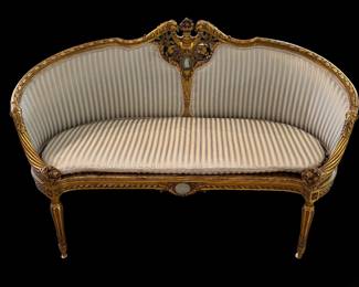 French style Gilt Wood Framed Upholstered Settee