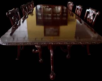 Three Pedestal Dining Table with Two Leaves 145" x 50"