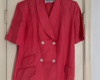 Vintage Women's Oleg Cassini Pink Linen Blazer Size 8
