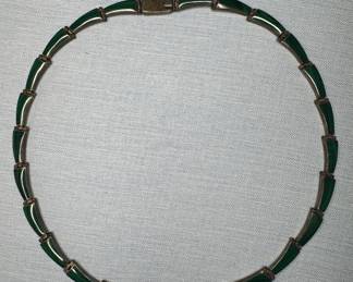 Sterling Silver & Malachite Inlay Necklace