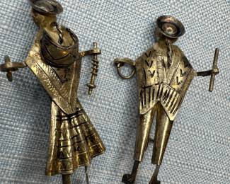 Sterling Silver Peruvian Folk Art Brooches