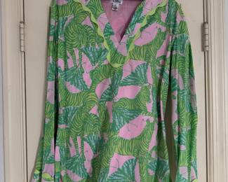 Women's Lily Pulitzer Tunic Green Blouse SIze M