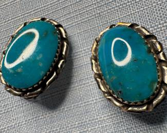 Sterling Silver & Turqoise Clip Earrings