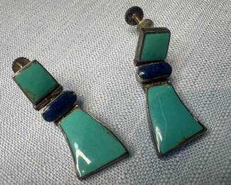 950 Sterling Silver & Turquoise Earrings