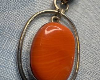 Sterling Silver & Carnelian Pendant