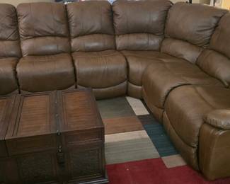 Leather sectional reclining couch