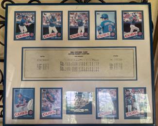 framed collection of 1984 Cubs baseball cards