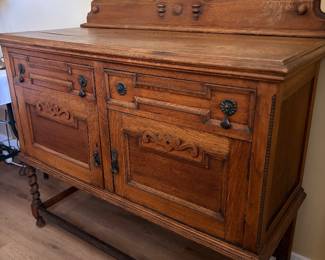 Tudor Revival Sideboard - Solid Oak 