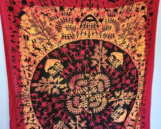 Indian Cotton Tapestry ' Warli Tribal Art Design/Mandala. 