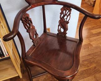 Vintage Chinese Hand-carved Corner Chair - Rosewood