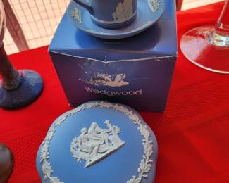 Wedgewood Jewerly Box and Cup/Saucer. Box. 