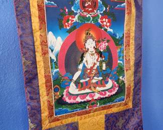 Authentic Handpainted 'White Tara' Tibetan Thangka