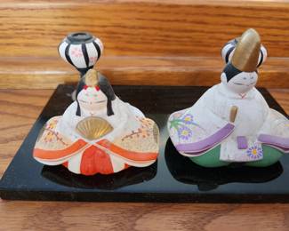 Japanese Ceramic Hina Doll Set - Emperor and Empress - Doll Festival