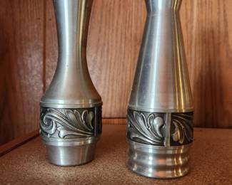 Vintage Mid-Century Norwegian Pewter Bud vases 