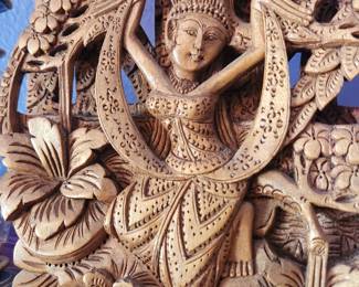 Balinese Wooden Sculpture of the Hindu Goddess Saraswati