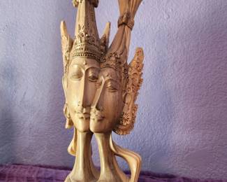 Balinese Wooden Sculpture - Rama and Sita - Hindu couple. 
