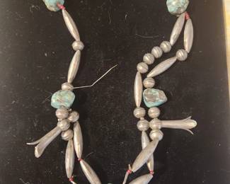 'Old Pawn' Turquoise and Silver Native American Necklace.