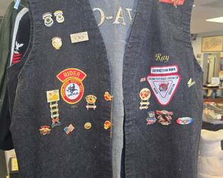 Gold wing road riders assoc cuts x 2 with pins, and patches