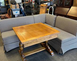 Oak Drawer Drop leaf table and corner sectional