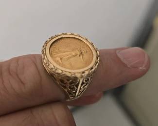 1/10 oz american eagle in 14k gold ring