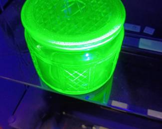 Uranium glass lided jar
