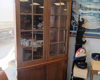 Handmade walnut finish corner china cabinet