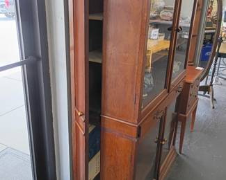 Glass Front China Cabinet with Side and Hidden Compartments