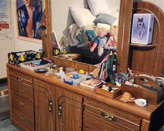 Circa 1980's Postmodern Credenza Dressser with Mirror by Stanley