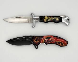 100 PocketKnifeCollectionwDragonEmblems2KnivesTotal