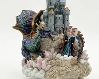 71 WestlandGiftwareDragonWizardCastleCeramicFigurewMusicBox