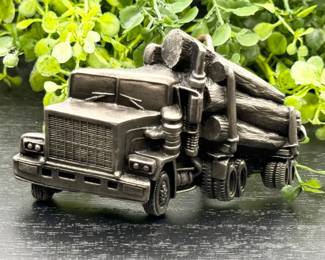 22 1979LogSemiTruckBrassBeltBuckleByIndianaMetalCraft