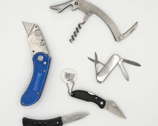 111 PocketKnifeCollectionwBoxCutterWineOpener5KnivesTotal