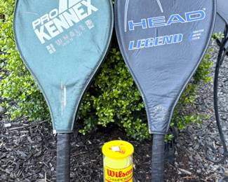 87 Setof2TennisRacketswCoversTennisBallsProKennexLegend