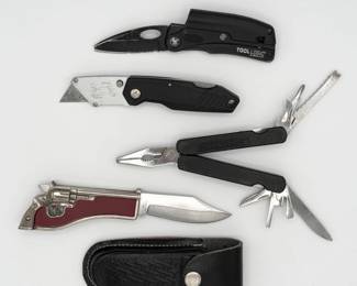17 PocketKnifeCollectionwBoxCutterMultiTool4KnivesTotal