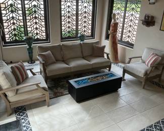 Indoor-Outdoor Furniture Couch and 2 chairs, perfect for the patio. 