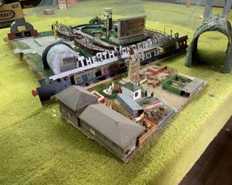 220 - Group Lot of Train Accessories (Description): Group lot of train accessories. This collection includes various pieces suitable for model train layouts and dioramas.