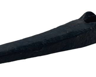471 - Vintage Hand Forged Metal Head 2"x12" (Description): Vintage hand forged metal head, likely a tool or implement head featuring a tapered point and eye hole for handle attachment. Measures 2 inches by 12 inches.