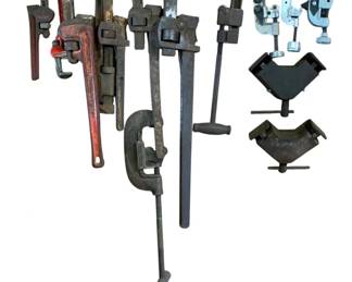 1268 - Lot of Assorted Heavy Duty Pipe Wrenches & (Description): Adjustable Pipe Cutters