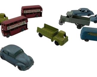 367 - Group Lot of 9 Vtg Lesney Metal Toy Cars (Description): Group lot of 9 vintage Lesney toy cars in metal. The collection includes various vehicle types in assorted colors. Measurements: 1" x 2.5" x 1".