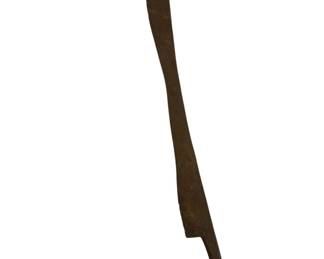 636 - Primitive Draw Knife w/Wood Handles 21"x4" (Description): Primitive draw knife featuring wood handles. This hand tool measures 21 inches by 4 inches and showcases traditional craftsmanship with its rustic, utilitarian construction.
