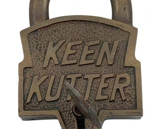612 - Keen Kutter St. Louis USA Padlock w/ Key (Description): Keen Kutter St. Louis USA padlock with key. Measures 4 3/4 inches by 2 inches.