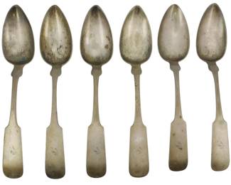 1985 - 6 Charles Lumbsden Coin Silver Spoons (Description): 11.50 oz