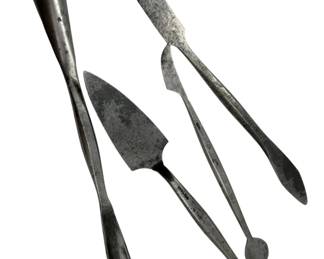 744 - Sheffield Antique Group of 4 Tools 9.5" (Description): A group of four antique Sheffield tools. The largest measures 9.5 inches in length.