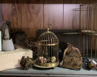 1219 - Shelf Lot w/ Birdcage Clock, Motors & More