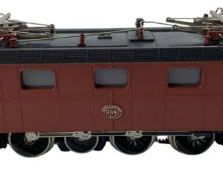 244 - Marklin 3030 HO Scale Swedish Electric Loco (Description): Marklin 3030 HO scale electric locomotive modeled after Swedish State Railways. This metal locomotive features detailed construction typical of Märklin craftsmanship. Measures 3" x 2" x 6".